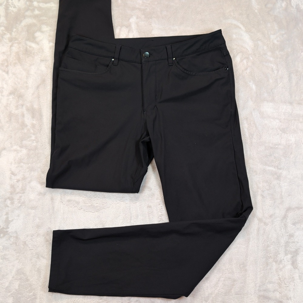 Lululemon ABC 5 Pocket Pants Mens 33 (34x32) Black Slim Fit Warpstreme Commuter